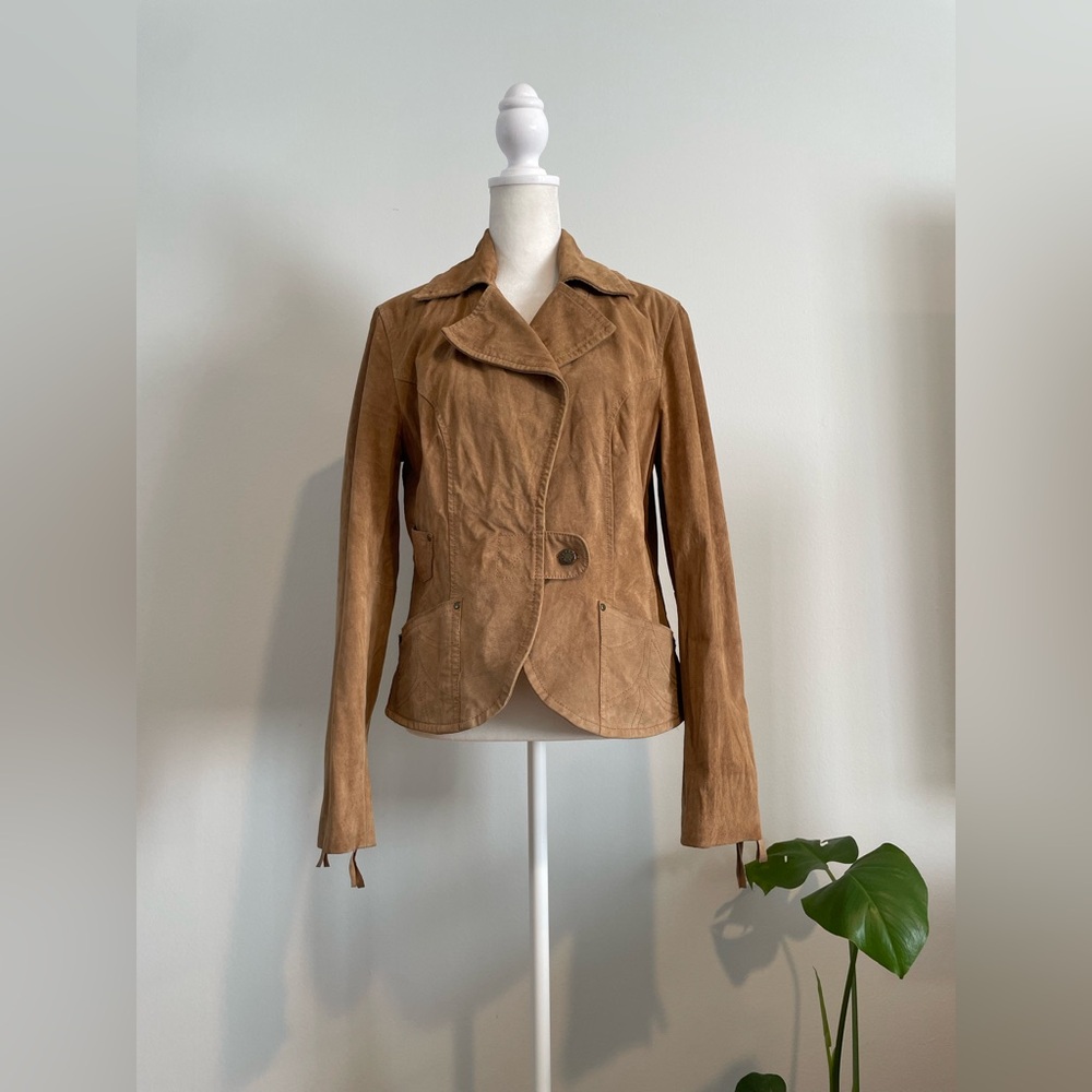 Vintage 90s Newport News Suede Leather Blazer Jacket